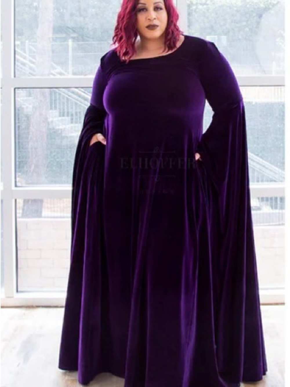 Elhoffer Designs Princess Velvet Maxi Dress in Deep Purple